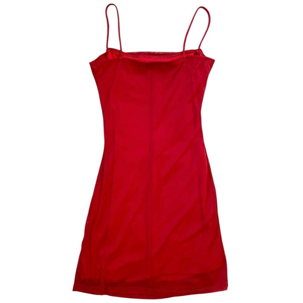 Vintage 90s Koji Yohji Red Spaghetti Strap Mini Dress Size Small - Picture 3 of 5